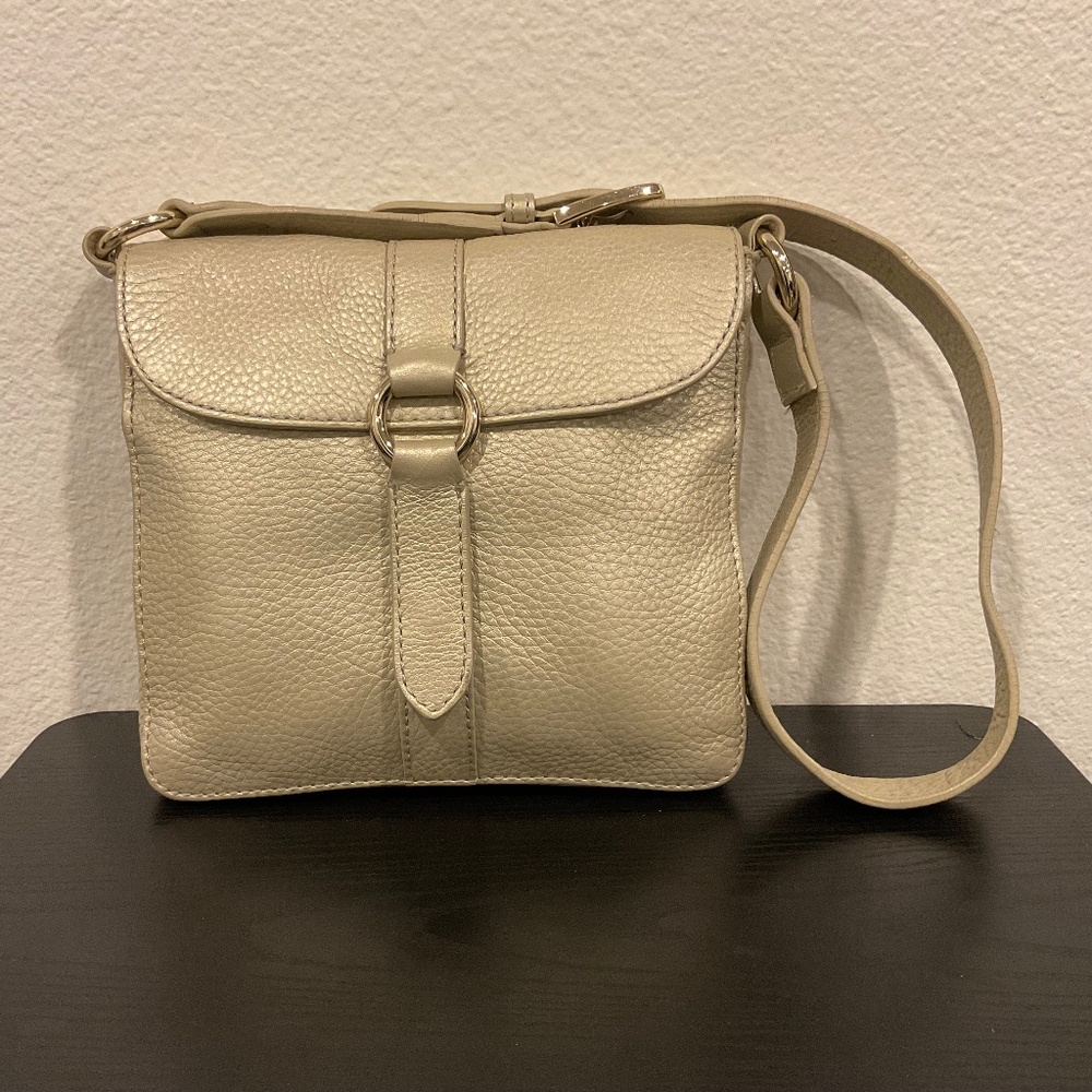 Cole Haan Shoulder Bag Pale Gold Pebble Leather
